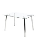 MESA COMEDOR FIJA CRISTAL Y PATA CROMADA 140X90 CM JAIRO