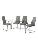 MESA COMEDOR FIJA CRISTAL Y PATA CROMADA 140X90 CM JAIRO