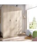 ARMARIO 3 PUERTAS Y 3 CAJONES DE 121X180 CM NATURAL O BLANCO ELADIO