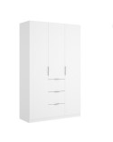 ARMARIO 3 PUERTAS Y 3 CAJONES BLANCO BRILLO 135 CM MONA