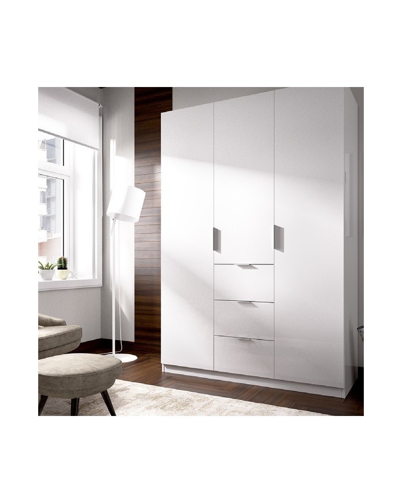 Mueble Armario Blanco 3 puertas 3 cajones 