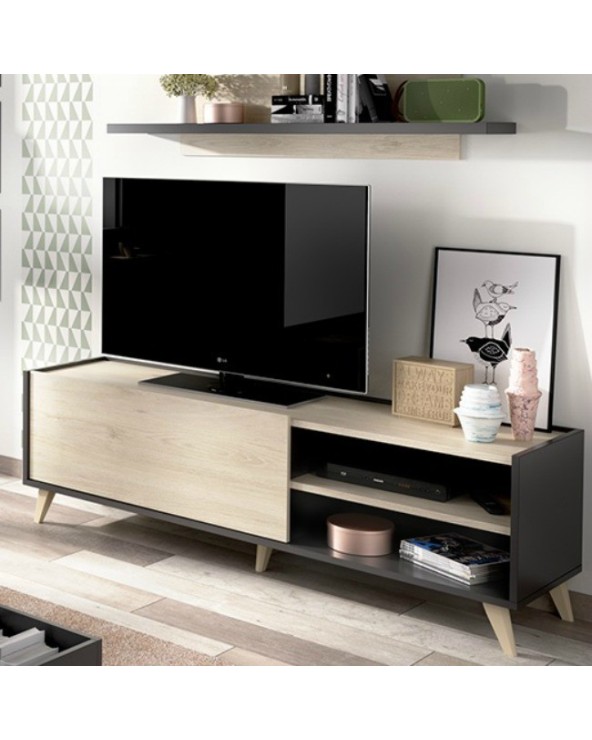 MUEBLE TV NATURAL Y GRAFITO 155 CM NAO NEO