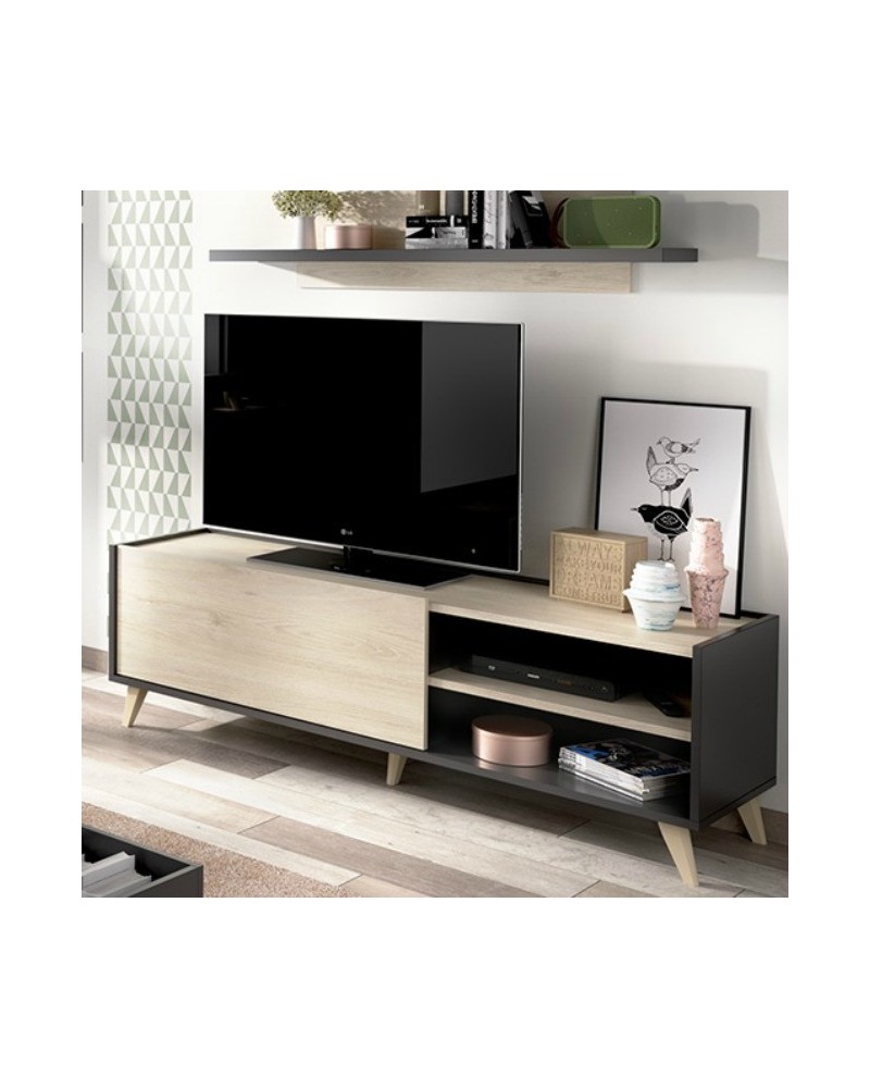 MUEBLE TV NATURAL Y GRAFITO 155 CM NAO NEO