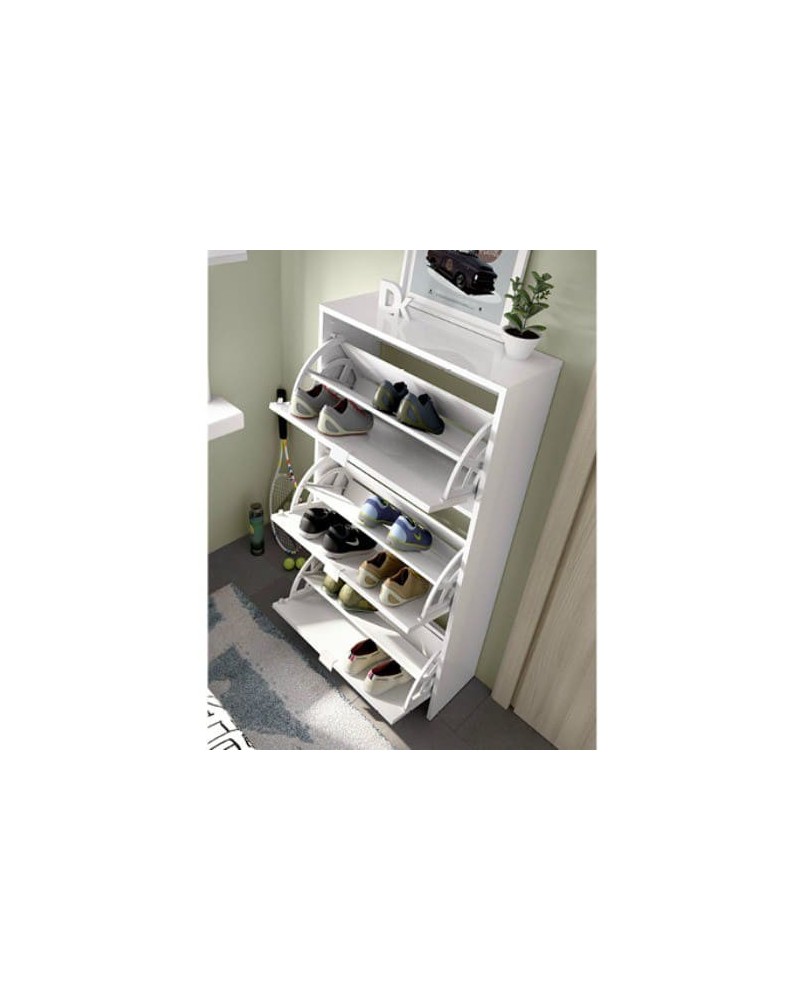 ARMARIO ZAPATERO 3 PUERTAS 113X60X22 CM BLANCO BRILLO