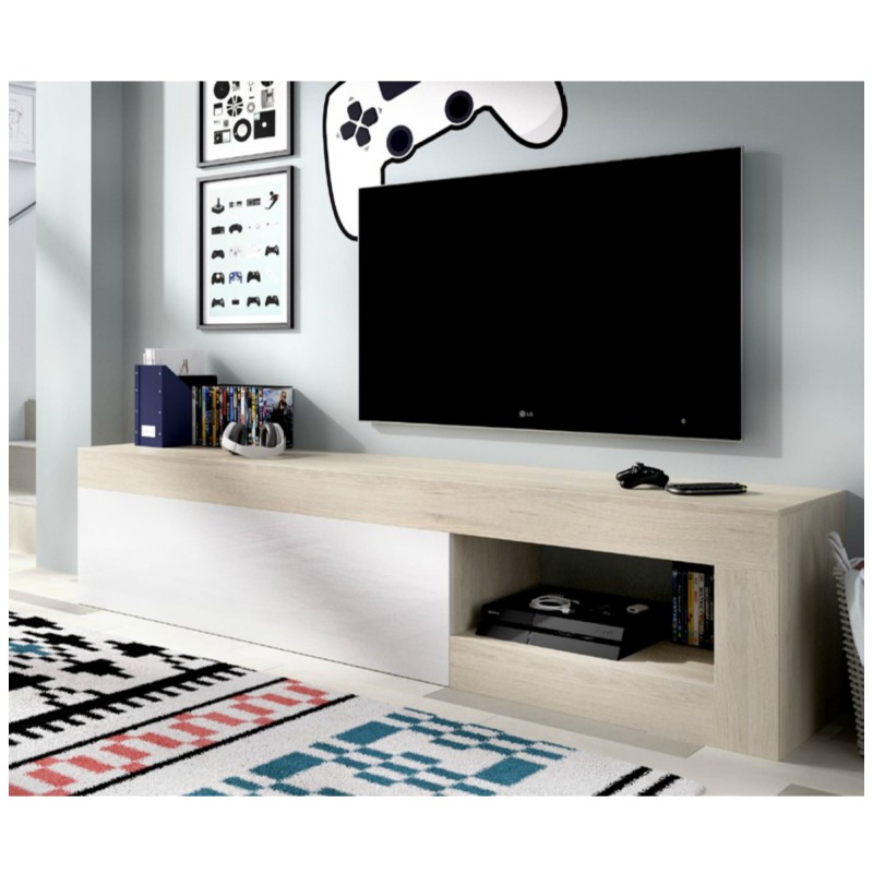 Mueble de TV Blanco y Natural Leeds 