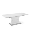 MESA COMEDOR EXTENSIBLE BLANCA MATE PIE CENTRAL 160x90 CM CLAUDIA