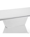 MESA COMEDOR EXTENSIBLE BLANCA MATE PIE CENTRAL 160x90 CM CLAUDIA