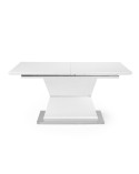 MESA COMEDOR EXTENSIBLE BLANCA MATE PIE CENTRAL 160x90 CM CLAUDIA