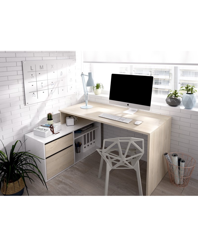 Mesa Escritorio Rincón Blanco Roi Teletrabajo - MerkaHome