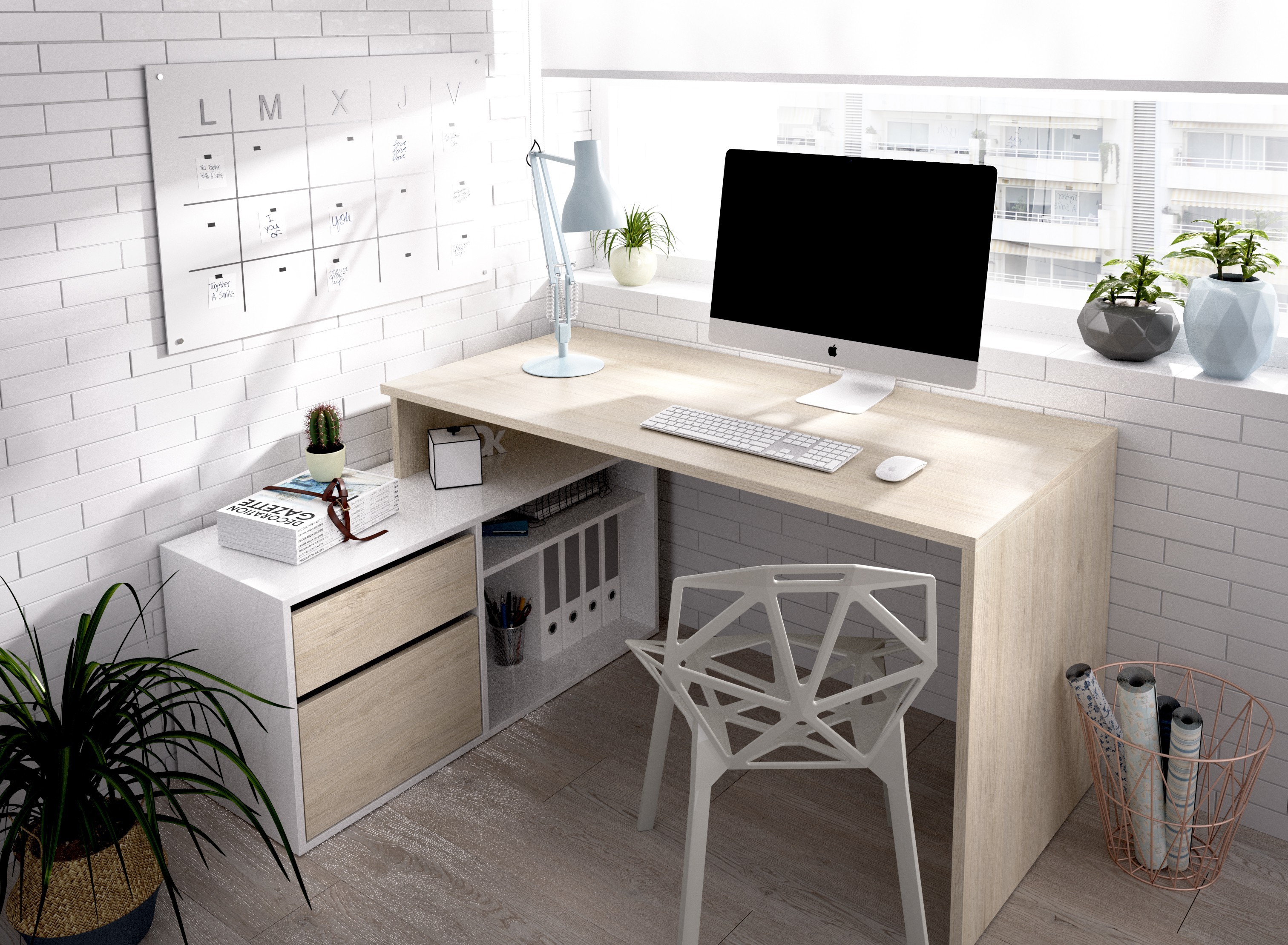 Mesa Escritorio Rincón Blanco Roi Teletrabajo - MerkaHome