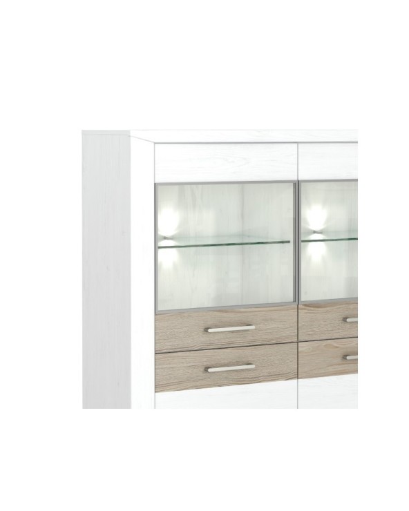 VITRINA BLANCO NORDICO 120CM MACA