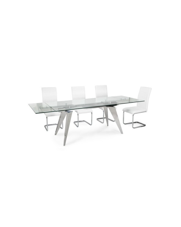 MESA DE COMEDOR EXTENSIBLE DE CRISTAL MALLORCA 160X90 CM