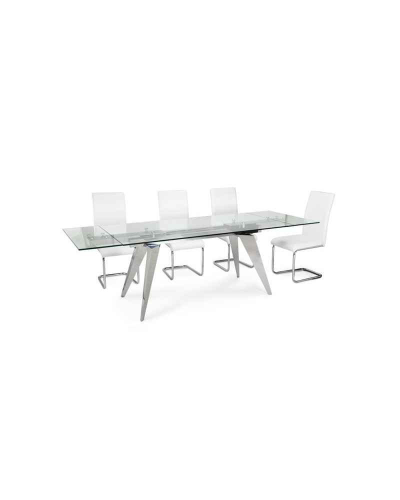 MESA DE COMEDOR EXTENSIBLE DE CRISTAL MALLORCA 160X90 CM