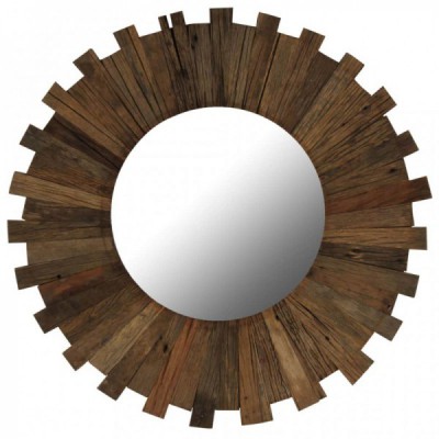 Espejo pared redondo madera reciclada 70 cm Somme