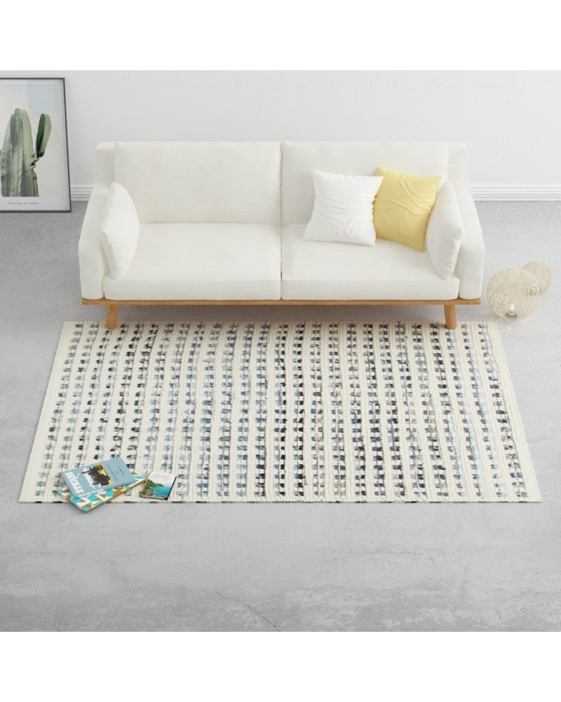 Alfombra Blanca y Azul 160x230cm Killi - MERKAHOM.COM