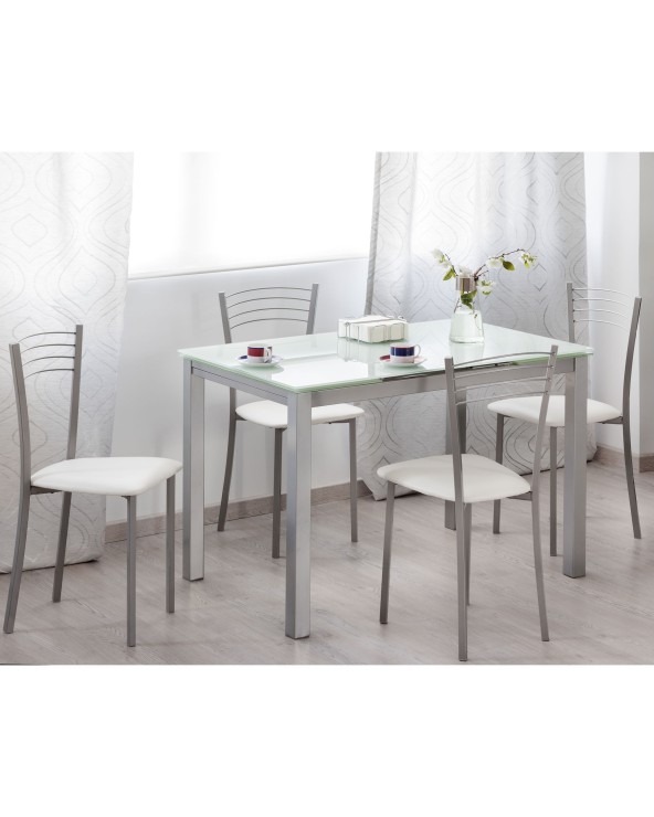 Conjunto Mesa y Sillas Cocina Trenton - MERKAHOME.COM  Mesa comedor cristal,  Mesas de vidrio comedor, Mesas de vidrio