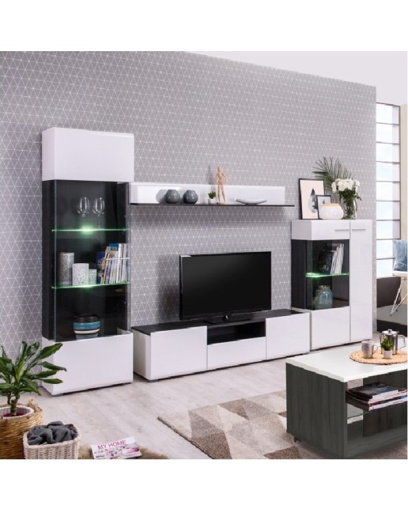 MUEBLE SALÓN BLANCO BRILLO Y EBANO 289 CM VENECIA