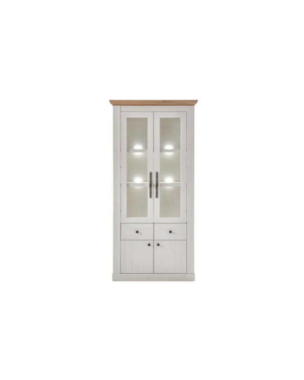 VITRINA ALTA BLANCA CON PUERTAS Y CAJONES 97x203 CM GIBBONS