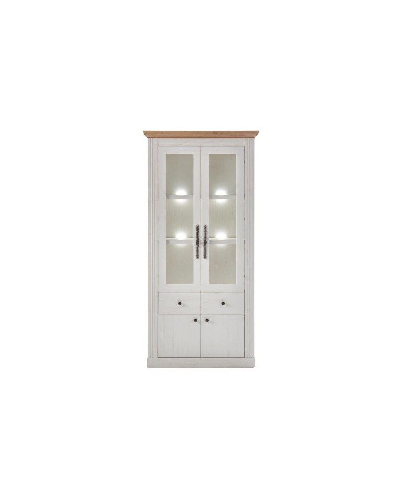 VITRINA ALTA BLANCA CON PUERTAS Y CAJONES 97x203 CM GIBBONS