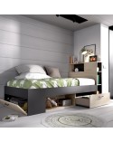 CAMA JUVENIL COMPACTA 90X190 CM BLANCA O GRIS ANIA