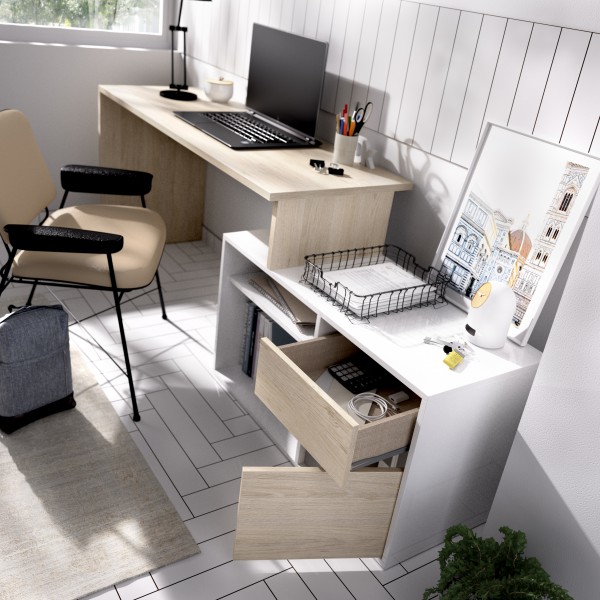 Escritorio en esquina …  Muebles de oficina en casa, Escritorio