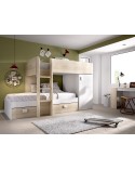 CAMA TREN CON ARMARIO Y CAJONES 253 CM MOD. GREY