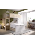 CAMA TREN CON ARMARIO Y CAJONES 253 CM MOD. GREY