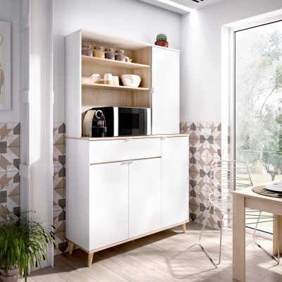 Mueble auxiliar de cocina Blanco y Natural de 120CM Barein