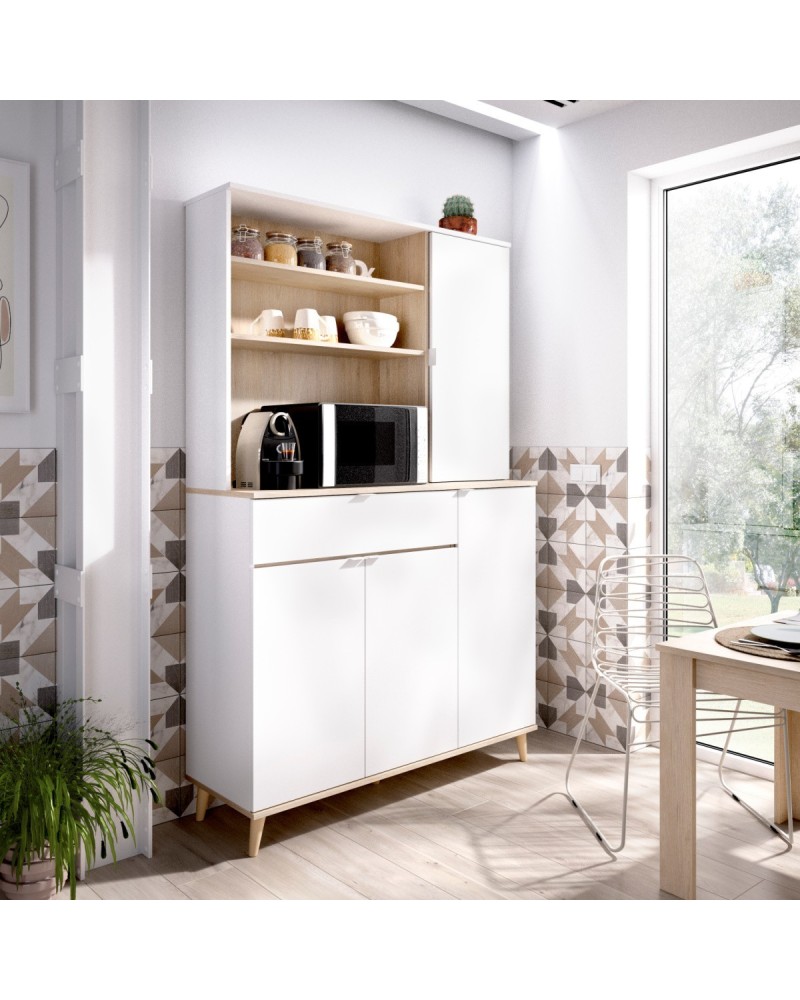 Mueble/Armario Auxiliar de Cocina para Microondas Blanco