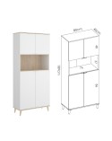 MUEBLE AUXILIAR DE COCINA BLANCO Y NATURAL 80 CM DUBAI