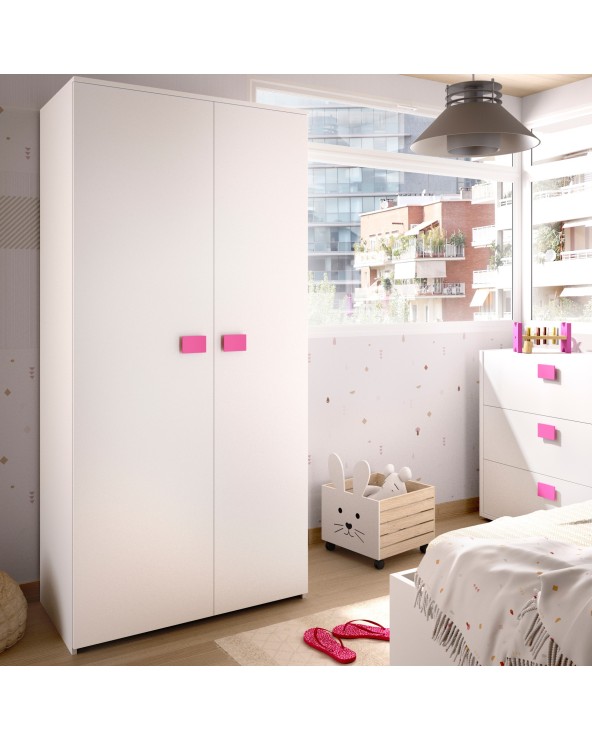 ARMARIO 2 PUERTAS JUVENIL BLANCO 90 CM LYS