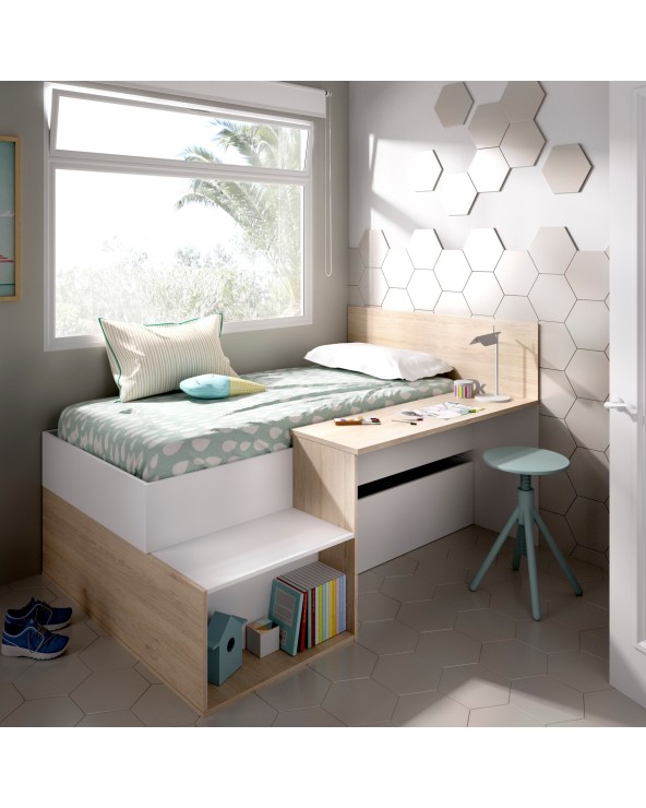 CAMA JUVENIL COMPACTA CON ESCRITORIO 135X194 CM MARKUS