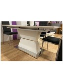 MESA COMEDOR EXTENSIBLE BLANCA MATE PIE CENTRAL 160x90 CM CLAUDIA