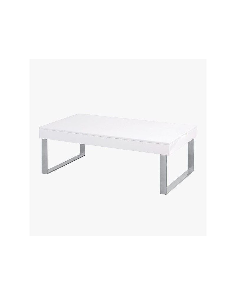 Mesa de centro elevable de cristal y acero | Muebles Valencia ® Acabado  Extra Blanco - Cristales Indesan