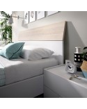 CABECERO CON MESILLAS BLANCO BRILLO Y NATURAL 258 CM GOLETA
