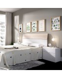 CABECERO CON MESILLAS BLANCO BRILLO Y NATURAL 258 CM GOLETA