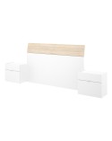 CABECERO CON MESILLAS BLANCO BRILLO Y NATURAL 258 CM GOLETA