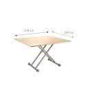 MESA DE CENTRO ELEVABLE HIDRÁULICA EXTENSIBLE ROBLE 100X57 CM ZANZIBAR