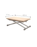 MESA DE CENTRO ELEVABLE HIDRÁULICA EXTENSIBLE ROBLE 100X57 CM ZANZIBAR