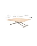 MESA DE CENTRO ELEVABLE HIDRÁULICA EXTENSIBLE ROBLE 100X57 CM ZANZIBAR