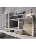 MUEBLE SALÓN GRIS Y ROBLE CON LEDS 296 CM LISBOA