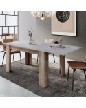 MESA DE COMEDOR EXTENSIBLE GRIS Y ROBLE 188x88 CM LISBOA