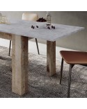 MESA DE COMEDOR EXTENSIBLE GRIS Y ROBLE 188x88 CM LISBOA