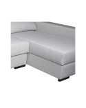 Sofá chaiselongue con arcón y puffs gris 255x150 cm Queens