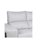 Sofá chaiselongue con arcón y puffs gris 255x150 cm Queens