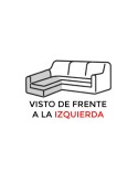 Sofá chaiselongue con arcón y puffs gris 255x150 cm Queens