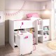 Cama infantil blanca alta compacta con escritorio extraíble Lys