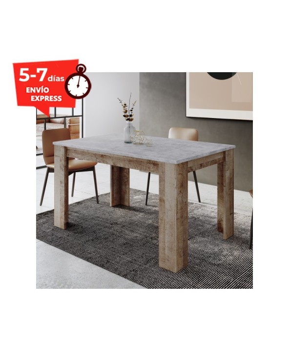 MESA DE COMEDOR EXTENSIBLE GRIS Y ROBLE 188x88 CM LISBOA