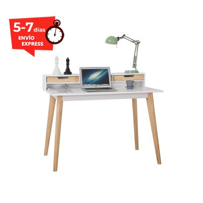 Mesa escritorio tocador blanco y madera 110x60cm Tivoli