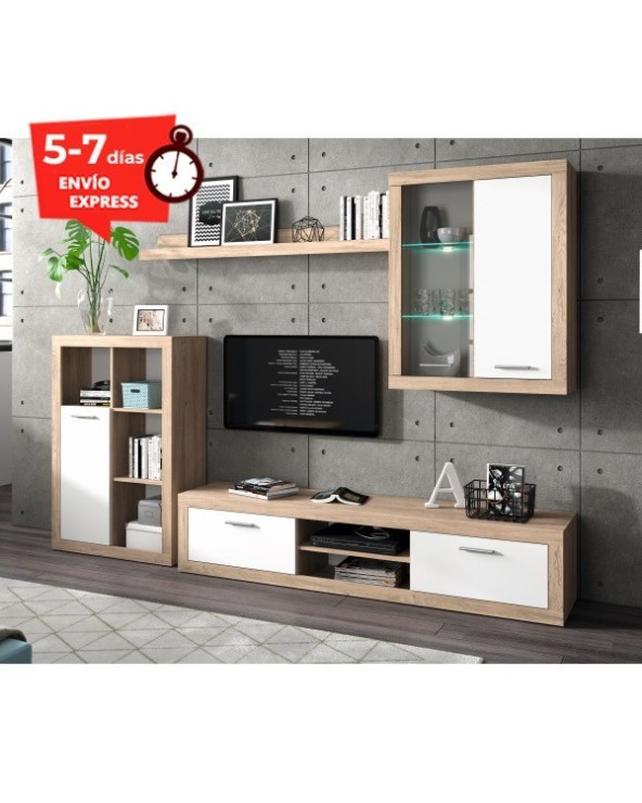 MUEBLE SALÓN ROBLE Y BLANCO 270 CM ALCALÁ